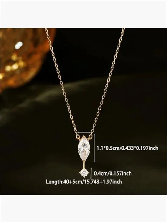 925 Sterling Silver 14K Gold Plated CZ Pendant Necklace Stackable Layered - Picture 6 of 7